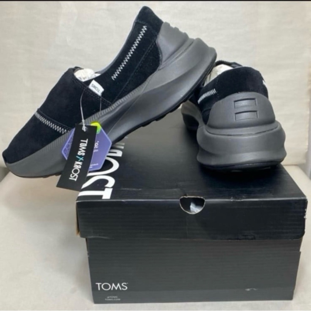 Toms x Krost ortholite black suede alpargata gamma slip ons men’s 8 women’s 9.5